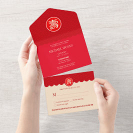 オールインワン中国の長寿誕生日招待状 オールインワン招待状