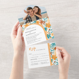 オールインワン抽象芸術の明るいはっきりした野結婚花 オールインワン招待状