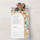 オールインワン抽象芸術の明るいはっきりした野結婚花 オールインワン招待状 (内側)