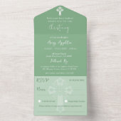 オールインワン招待状フローラクロスバプテスムグリーン オールインワン招待状 (内側)