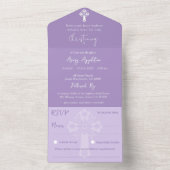 オールインワン招待状 フローラルクロス 洗礼 ライラック (内側)
