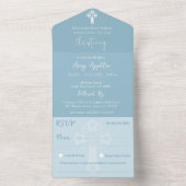 オールインワン招待状 フローラルクロス 洗礼 青 (内側)