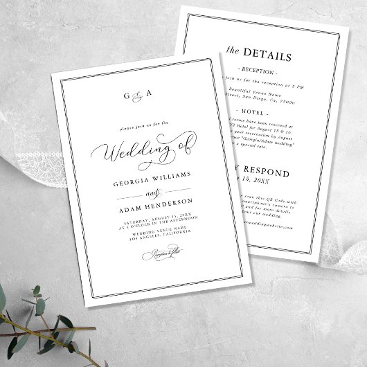 オールインワン書道アンパサンド結婚モノグラム 招待状