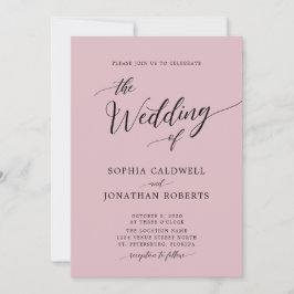 オールインワン書道シックな埃っぽいバラ結婚 招待状