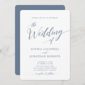 オールインワン書道トレンディーダスティブルー結婚ズI 招待状 (正面/裏面)