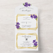 オールインワン深い紫色のバイオリーブウェディング招待 オールインワン招待状 (内側)