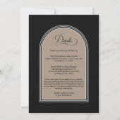 オールインワン焼けオレンジ色フローラアーチブラック結婚ズ 招待状 (裏面)