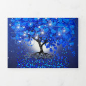 オールインワン王室のブルーのハート結婚リーフ 三つ折り招待状 (カバー)