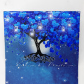 オールインワン王室のブルーのハート結婚リーフ 三つ折り招待状 (内部最初)