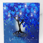 オールインワン王室のブルーのハート結婚リーフ 三つ折り招待状 (内部最初)