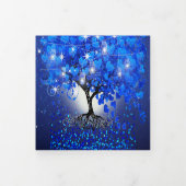 オールインワン王室のブルーのハート結婚リーフ 三つ折り招待状 (カバー)