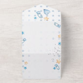 オールインワン男の赤ちゃんシャワー招待状デザイン オールインワン招待状 (外側)