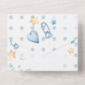 オールインワン男の赤ちゃんシャワー招待状デザイン オールインワン招待状 (裏面)