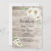 オールインワン素朴バーンウッドホワイトデイジーズ結婚 招待状 (正面)
