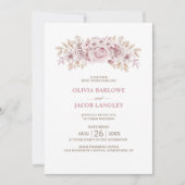 オールインワン素朴ピンクのフローラ結婚 招待状 (正面)