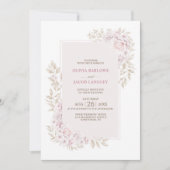 オールインワン素朴ピンクのフローラ結婚 招待状 (正面)