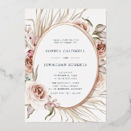 オールインワン結婚のフローラ実在バラ金ゴールド 箔招待状