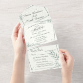 オールインワン結婚式招待状とRSVPグリーンリーフ オールインワン招待状 (貼ってはがせる)