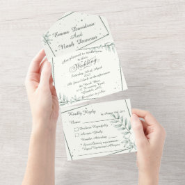 オールインワン結婚式招待状とRSVPグリーンリーフ オールインワン招待状