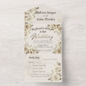 オールインワン結婚式招待状とRSVPホワイトローズ オールインワン招待状 (内側)