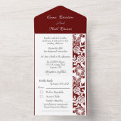 オールインワン結婚式招待状とRSVPマルーン オールインワン招待状 (内側)