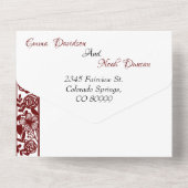 オールインワン結婚式招待状とRSVPマルーン オールインワン招待状 (裏面)