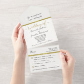 オールインワン結婚式招待状シンプルエレガント金ゴールド オールインワン招待状 (貼ってはがせる)