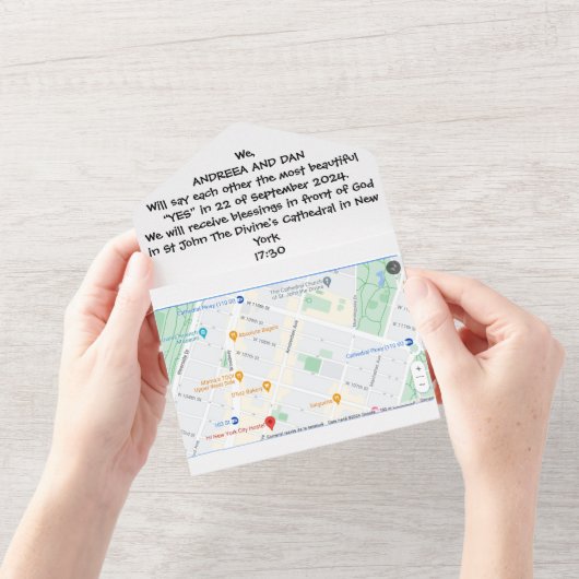 オールインワン結婚式招待状 オールインワン招待状 (開いている状態)