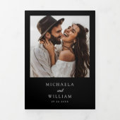 オールインワン詳細RSVP QRコーモダンド結婚 三つ折り招待状 (カバー)