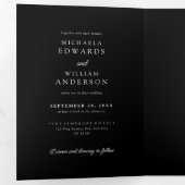 オールインワン詳細RSVP QRコーモダンド結婚 三つ折り招待状 (内部最初)