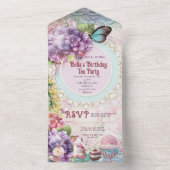オールインワン誕生日ティーパーティの招待状 オールインワン招待状 (内側)