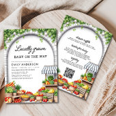 オールインワン農家市場地元の赤ちゃんシャワー 招待状