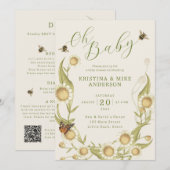 オールインワン おひるねの赤ちゃん ビー QRコード シャワーの招待状 招待状 (正面/裏面)