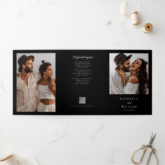 オールインワン ウェディング 招待状 RSVP QRコード モダン 結婚式 (外部)