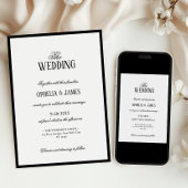 オールインワン・エレガント・モダン・ブラック&ホワイト・ウェディング 招待状