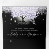 オールインワン エレガント ラベンダー パープル ハート リーフ ウェディング 三つ折り招待状 (内部最初)