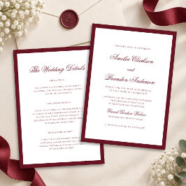 オールインワン クラシック ディープバーガンディー ボーダー ウェディング 招待状