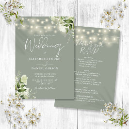 オールインワン サージュグリーン ストリング ライト フローラル ウェディング 招待状