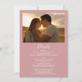 オールインワン ダスティーローズ グリーン ライト フォト ウェディング 招待状 (裏面)