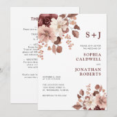 オールインワン ダスティーローズ ユーカリ フラワーズ ウェディング 招待状 (正面/裏面)