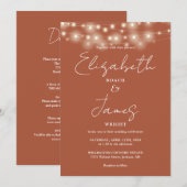 オールインワン テラコッタ ストリング ライト ウェディング 招待状 (正面/裏面)