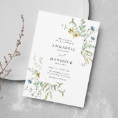 オールインワン デリケート ワイルドフラワー モダン ボヘミア ウェディング 招待状
