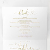 オールインワン ハートスクリプト ゴールド ウェディング 三つ折り招待状 (内部最初)