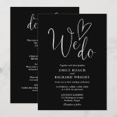 オールインワン ハート ブラック&ホワイト ウェディング 招待状 (正面/裏面)