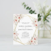 オールインワン ピンク フラワー ゴールド ウェディング 招待状 (スタンド正面)