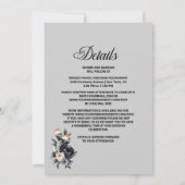 オールインワン ブラック フローラル グレー アーチ ウェディング 招待状 (裏面)