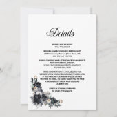 オールインワン ブラック フローラル ジオメトリック ストライプ ウェディング 招待状 (裏面)