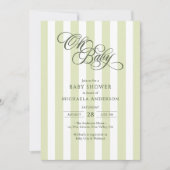 オールインワン ベイビー シャワー エレガント スクリプト オー ベイビー 招待状 (正面)