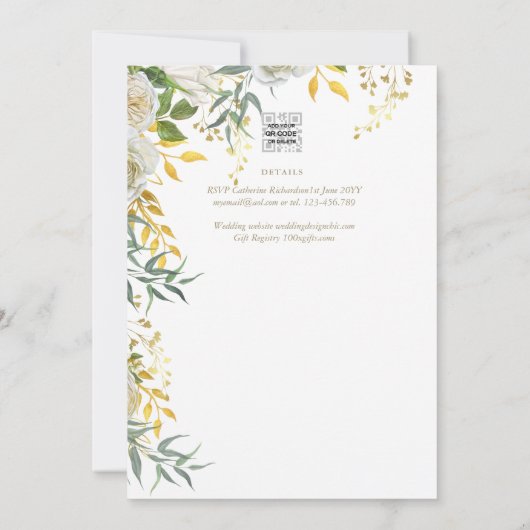 オールインワン ホワイトゴールド グリーンナリー カトリックウェディング 招待状 (裏面)