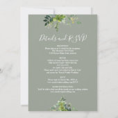 オールインワン ユーカリグリーン セージグリーン ウェディング 招待状 (裏面)